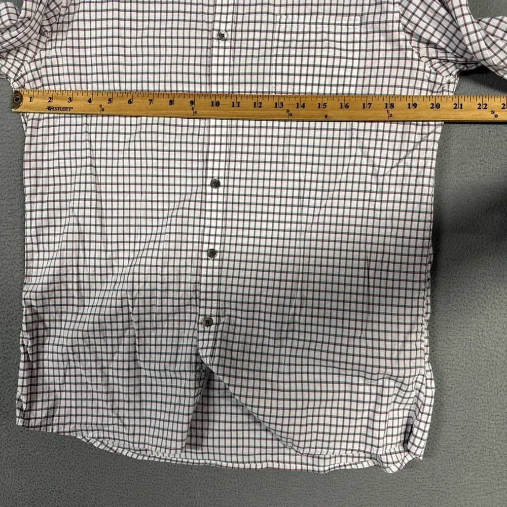 Kenneth Cole Shirt Mens Large White Check Long Sleeve Button Down Cotton Dress